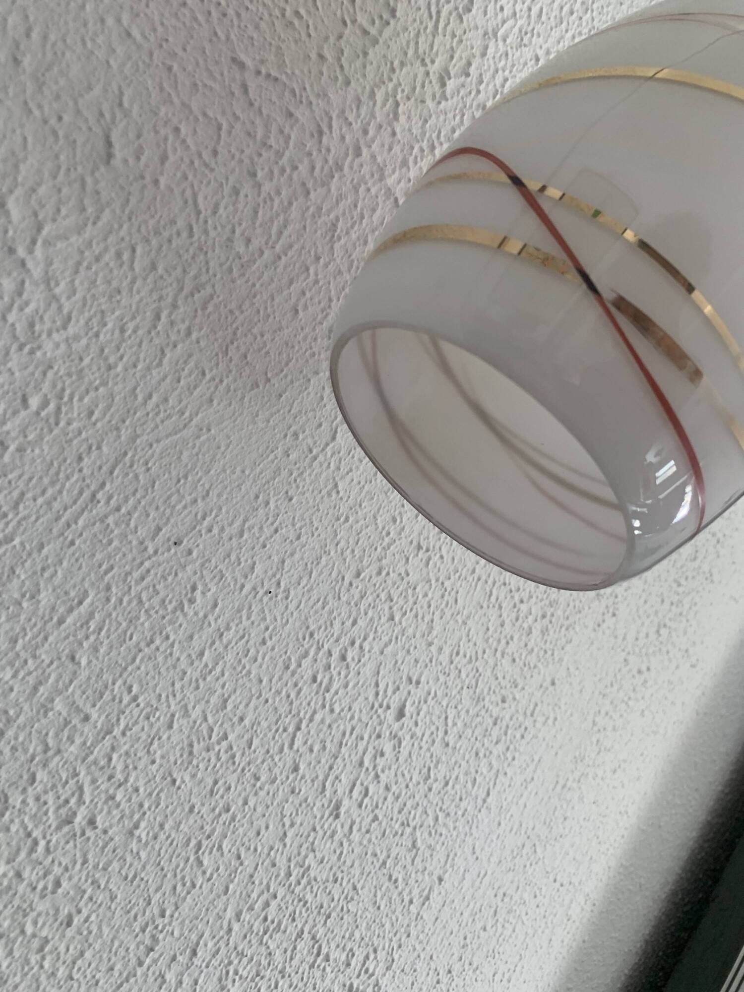 Vintage 1960 red and gold opaline pendant light - 16 x 11 cm