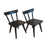 Pair of low country chairs in blackened oak 1960