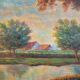 Table Painting Old landscape signed circa 1960