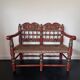 Vintage Spanish low chair in painted wood and straw (Majorca Andalusia)