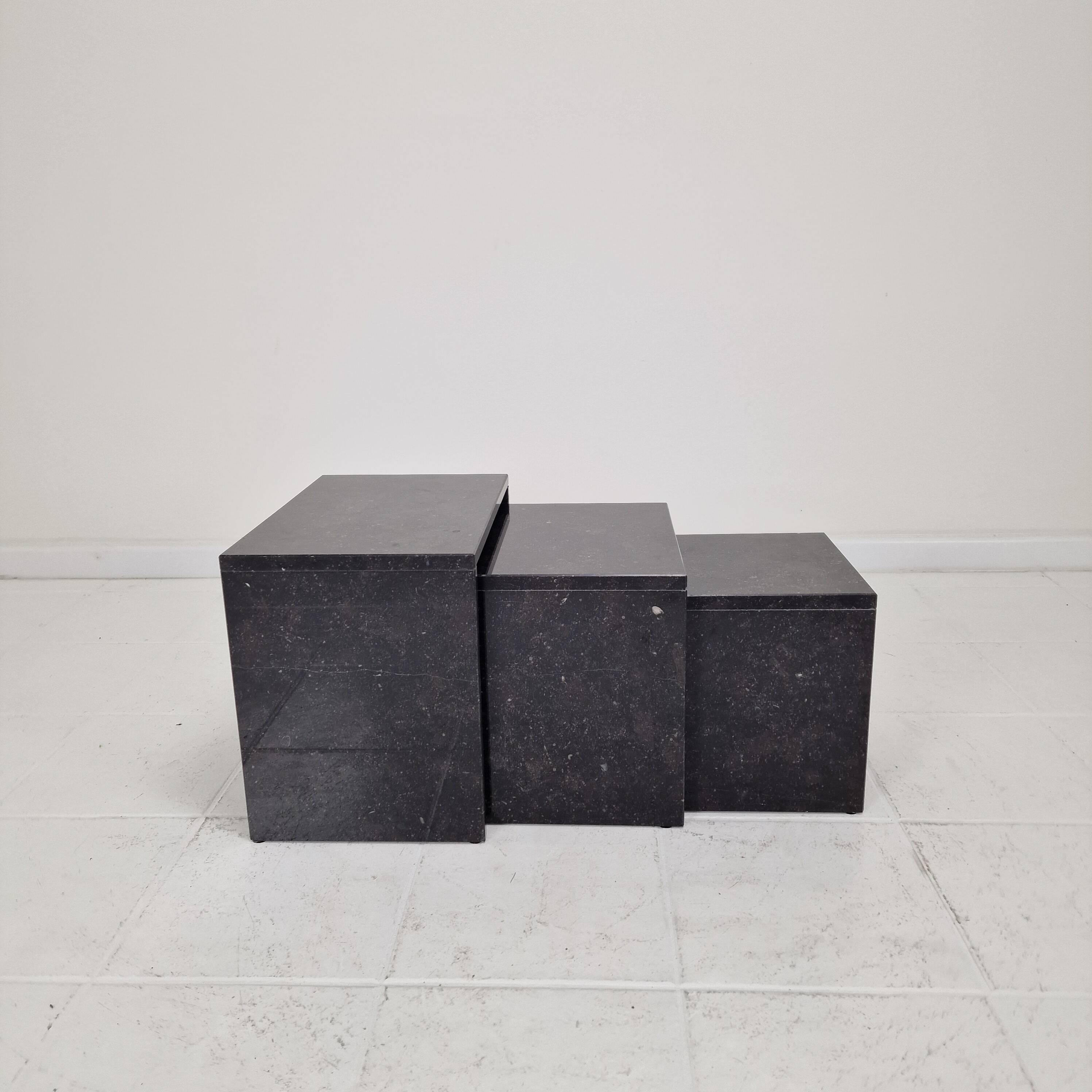 Set of 3 Italian Marble Nesting Tables, 1980s