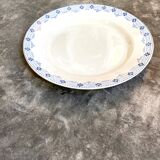 Plat rond Hte Boulenger en terre de fer blanche et bleue, service "Lavoisier"