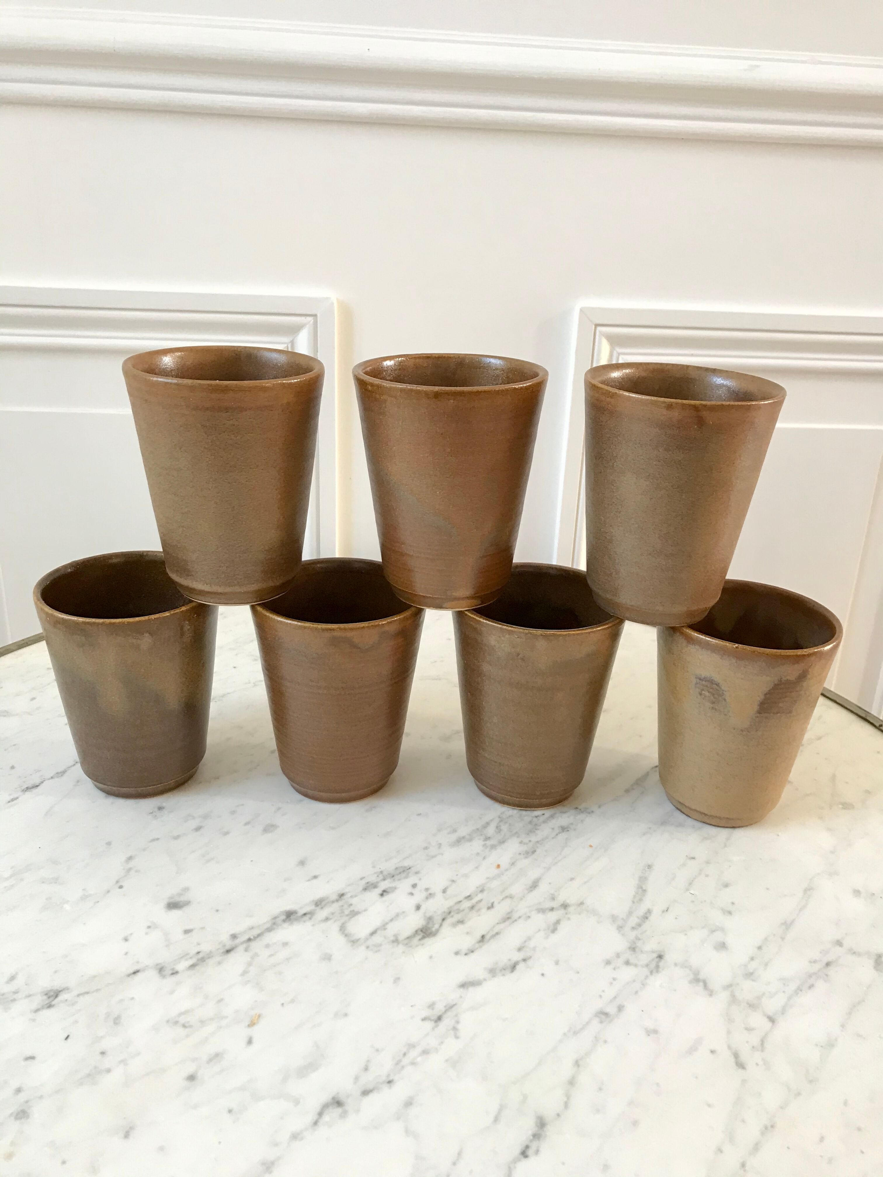 Lot de 7 verres en grès Digoin