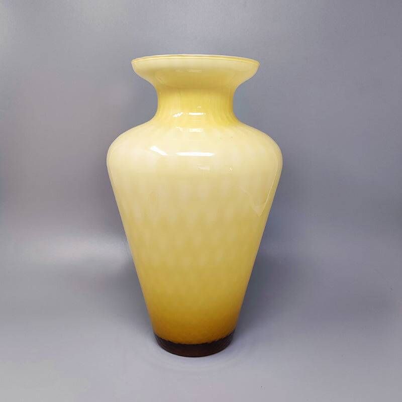 1960s Beige Vase in Murano Glass. Made in Italy