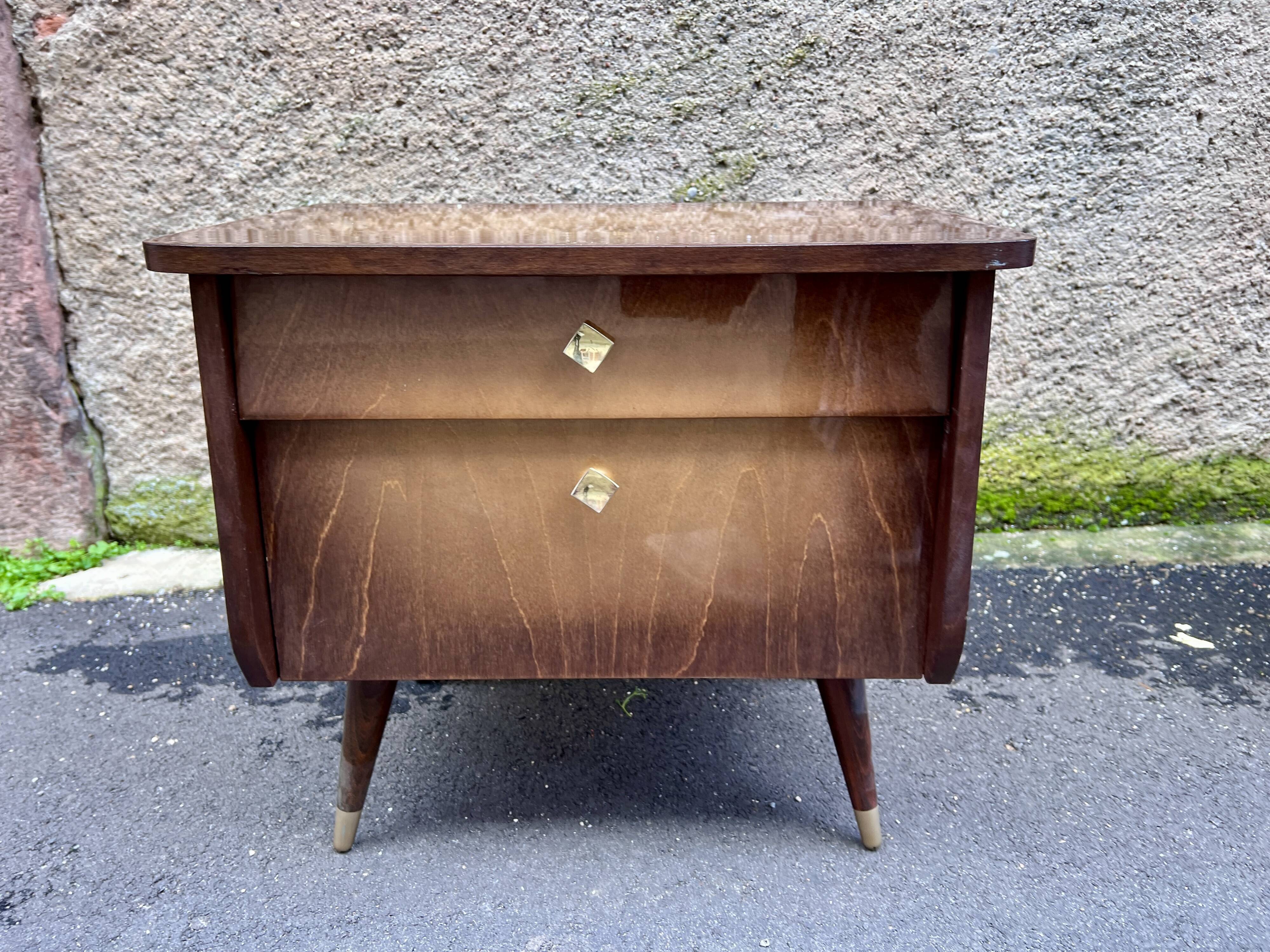 Pair of bedside tables, end of vintage sofa, old 1950