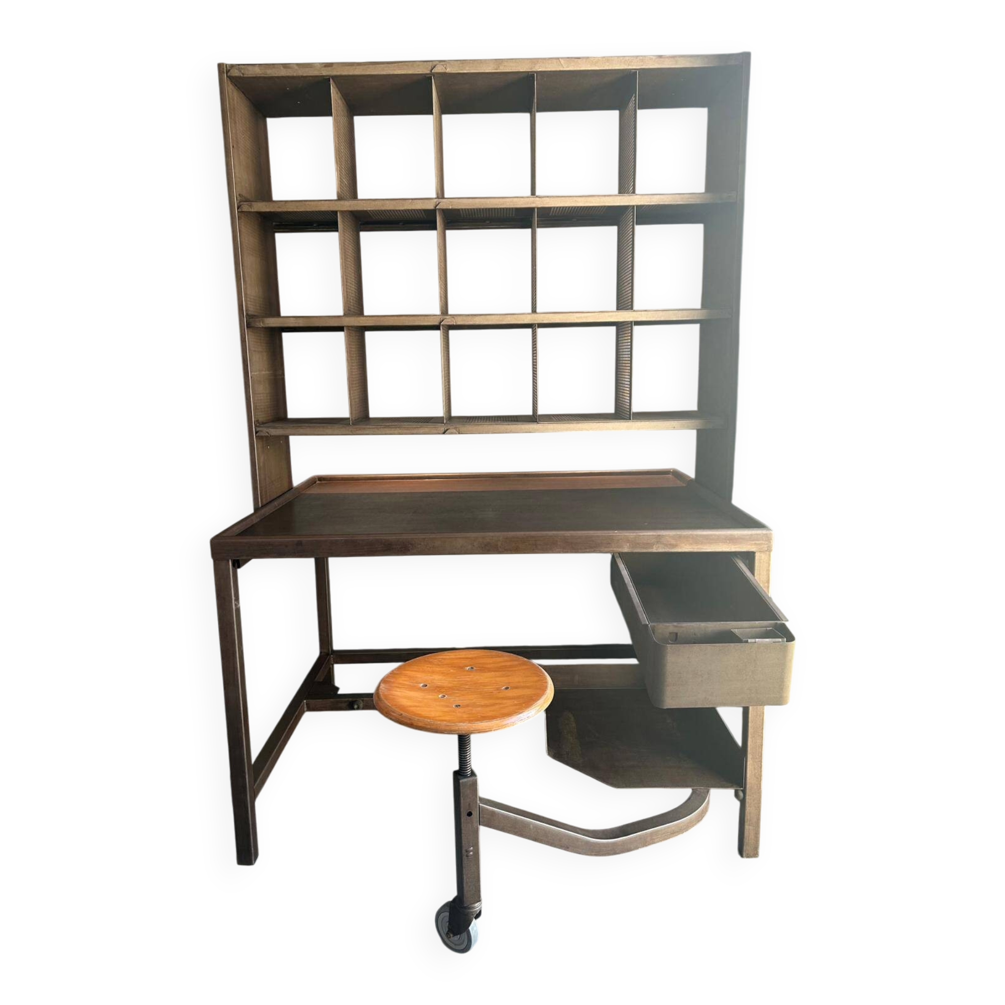 Postal sorting furniture with stool