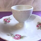 Porcelain egg cup with shabby chic style floral bouquet decoration Romanticism