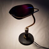 Desk lamp with base stone and black opaline