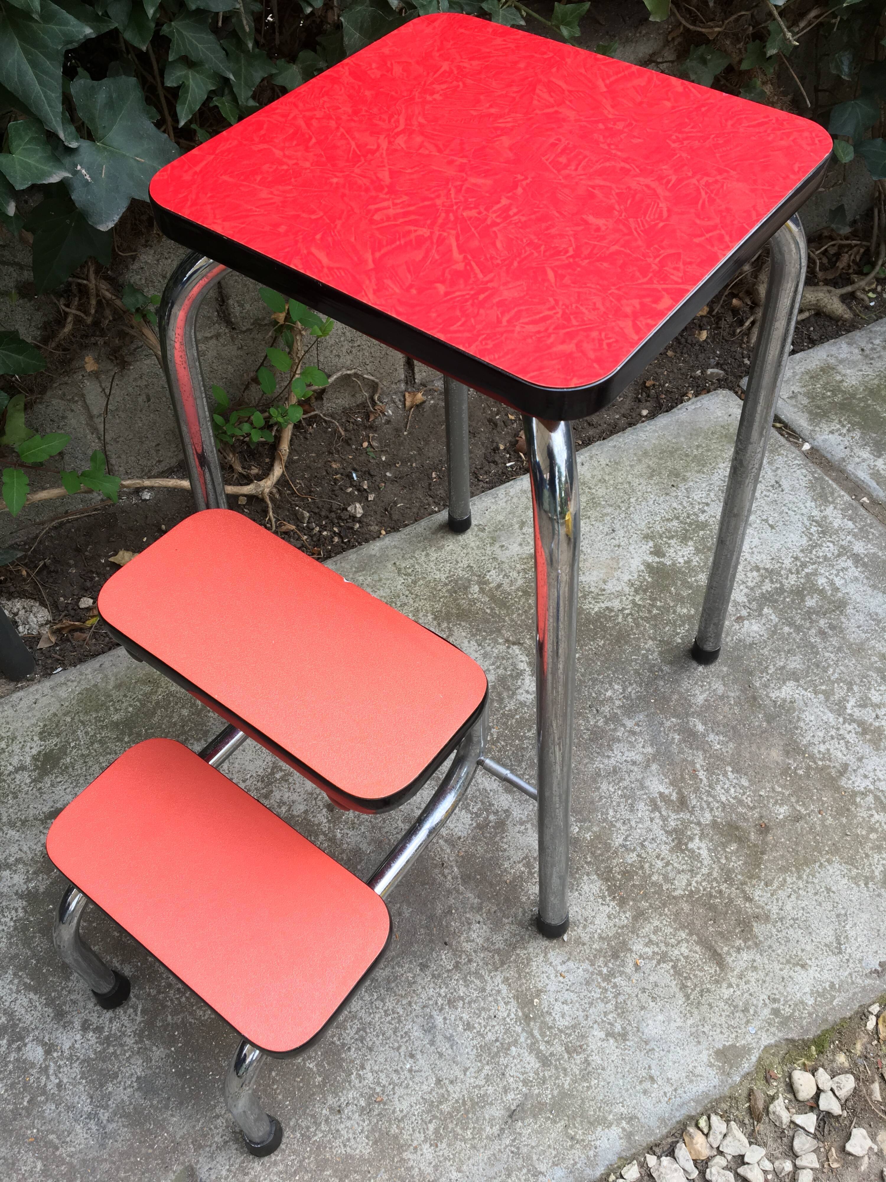 Stool stool red Formica