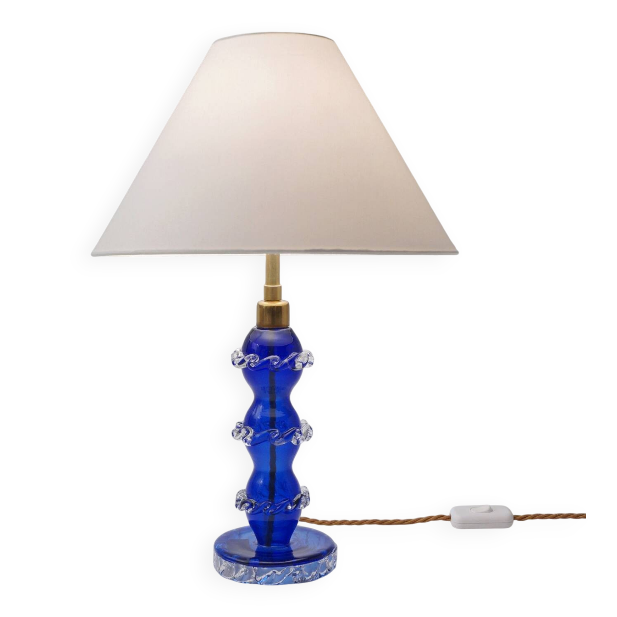 Murano glass lamp handblown blue crystal Barovier & Toso style 1920's Italy
