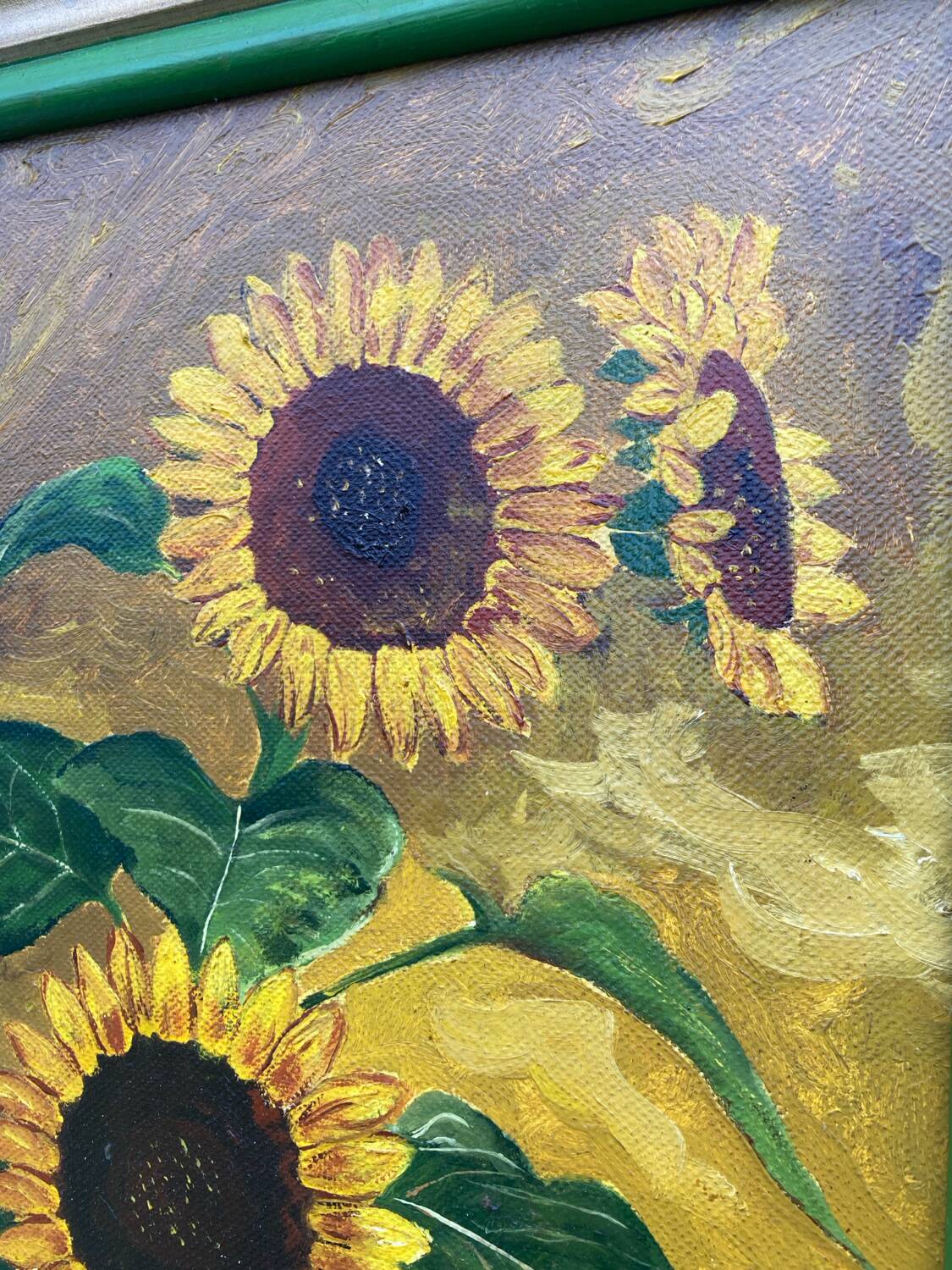 Tableau huile sur toile bouquet tournesol
