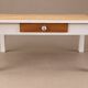 Chic country coffee table, pine wood, drawer with floral porcelain knob.
