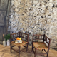 Pair of corner armchairs paillés in turned wood antique multicolored seat