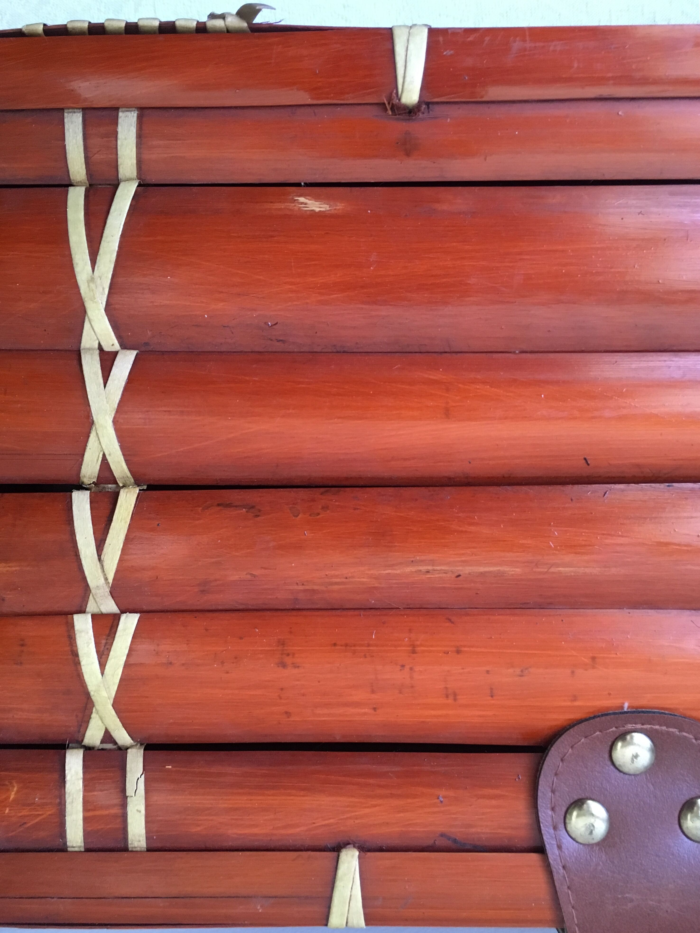 Suitcase in wicker and vintage bamboo