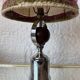 Lampe chrome bois laine années 70