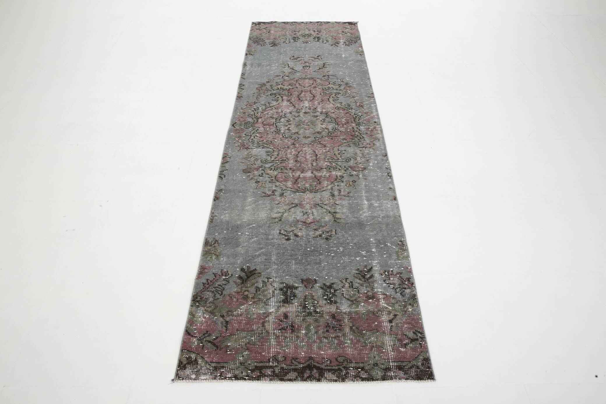 3x9 Soft Handmade Burgundy Vintage Runner Rug