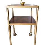 Vintage rolling side table 50 wood and metal
