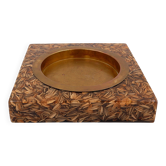 Large square brass and epoxy trinket tray with seed inclusions