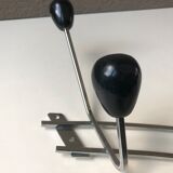 Patères vintage wall coat sores 60 modernist chrome den wood - blackened wood