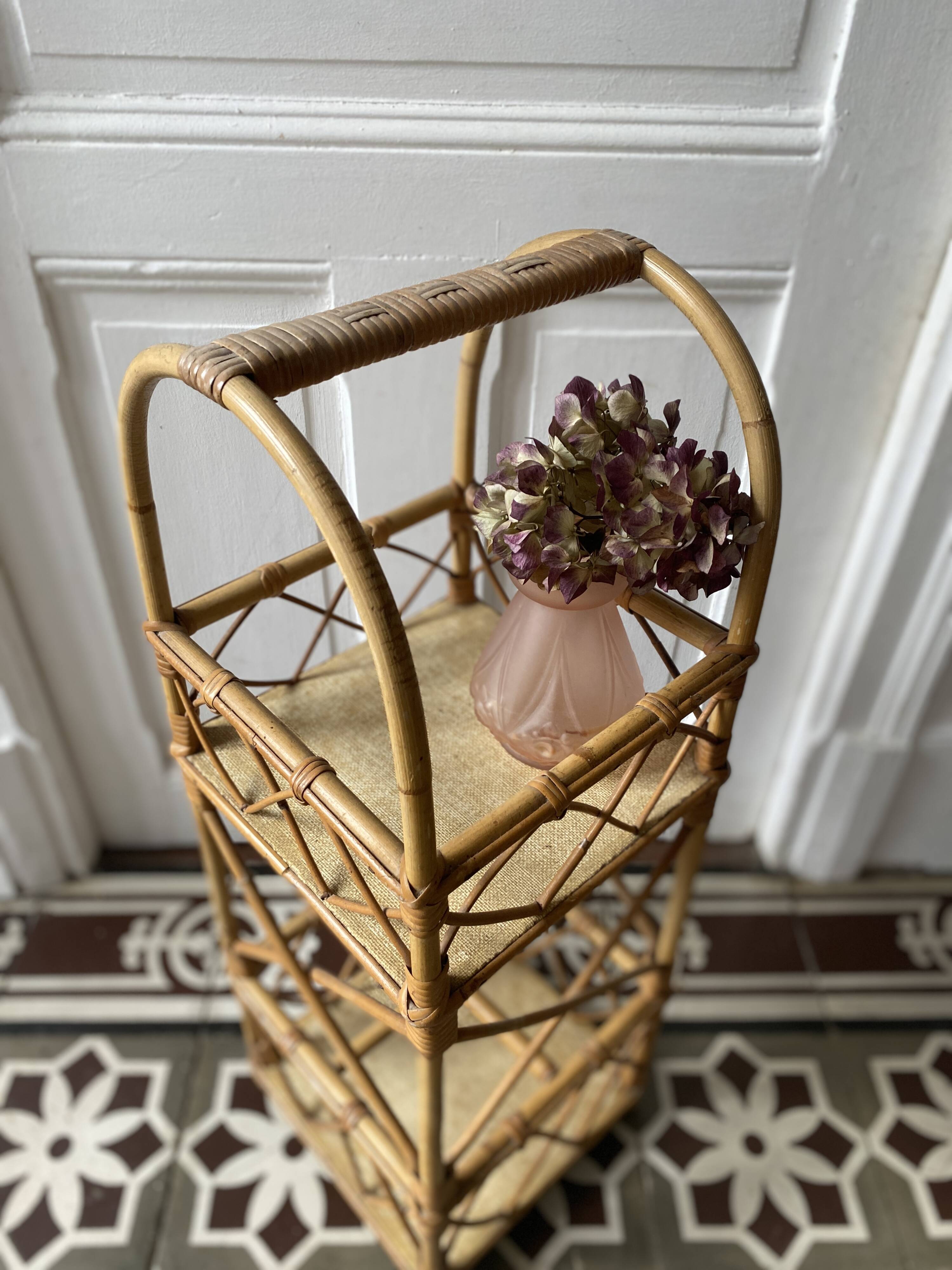 Vintage rattan bar or bottle holder
