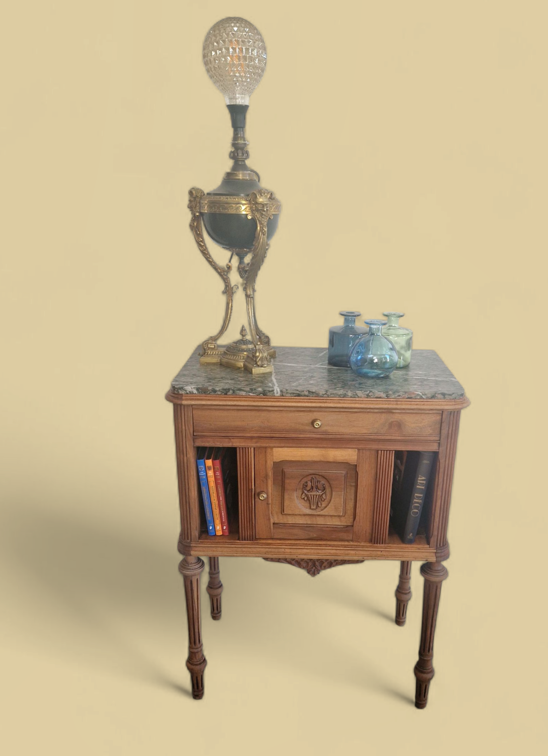 Walnut and green marble sideboard – Louis XVI style – Early 19th century