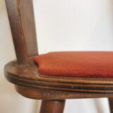 Vintage Tyrolean Dining Chairs: Set of 4, Red Fabric Seat, 1970s