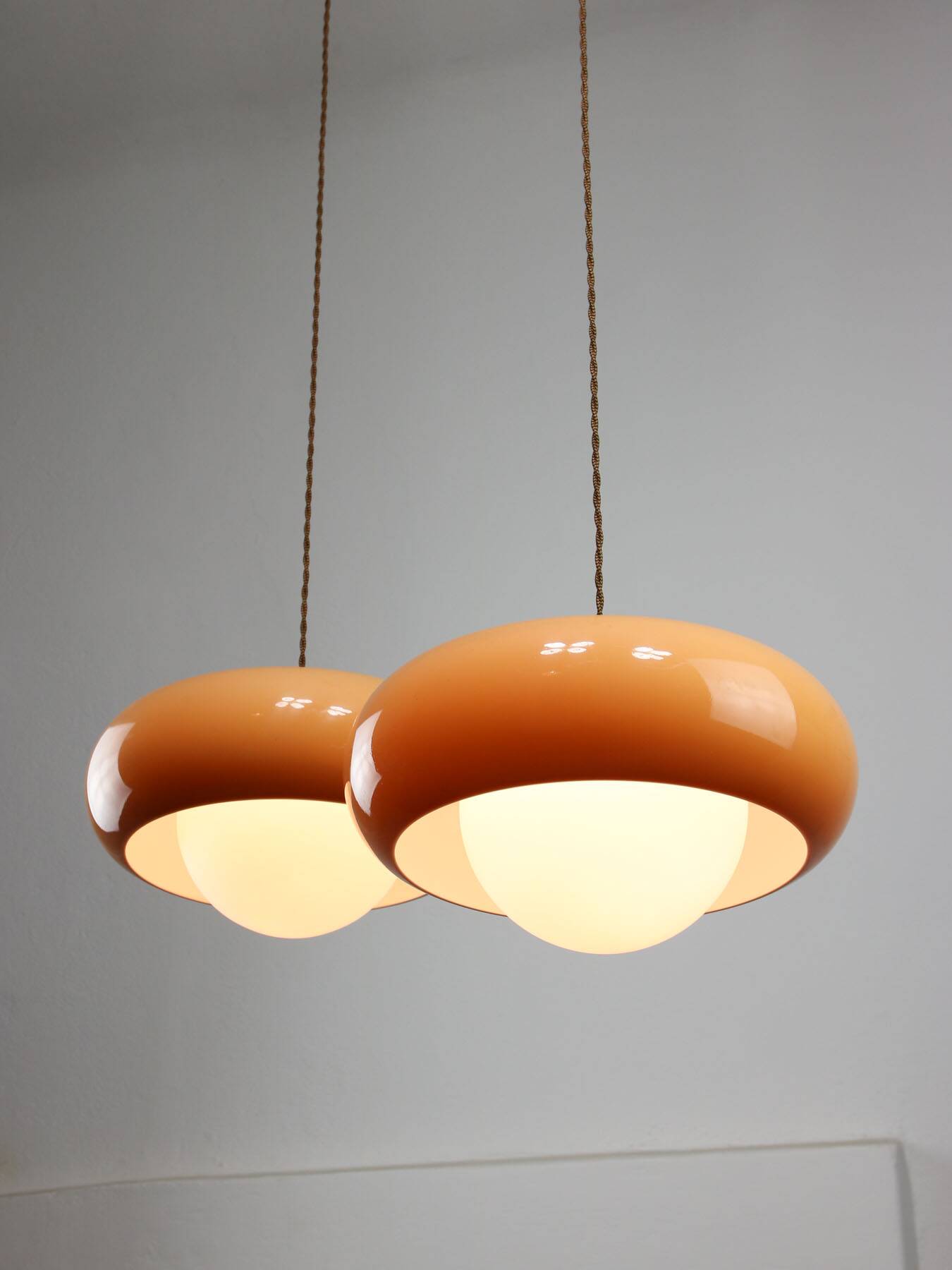 Space Age Brown Pendant Lamp from Guzzini, 1960s