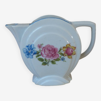 Old small milk jug with floral decoration, small vintage porcelain pitcher
