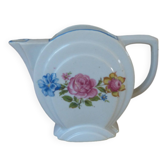 Old small milk jug with floral decoration, small vintage porcelain pitcher