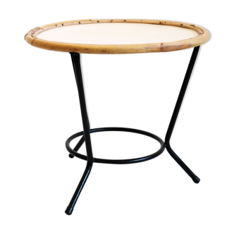 Metal and rattan coffee table, 60/70s