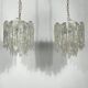 Mazzega Ice glass, pair of vintage murano chandeliers from 70s