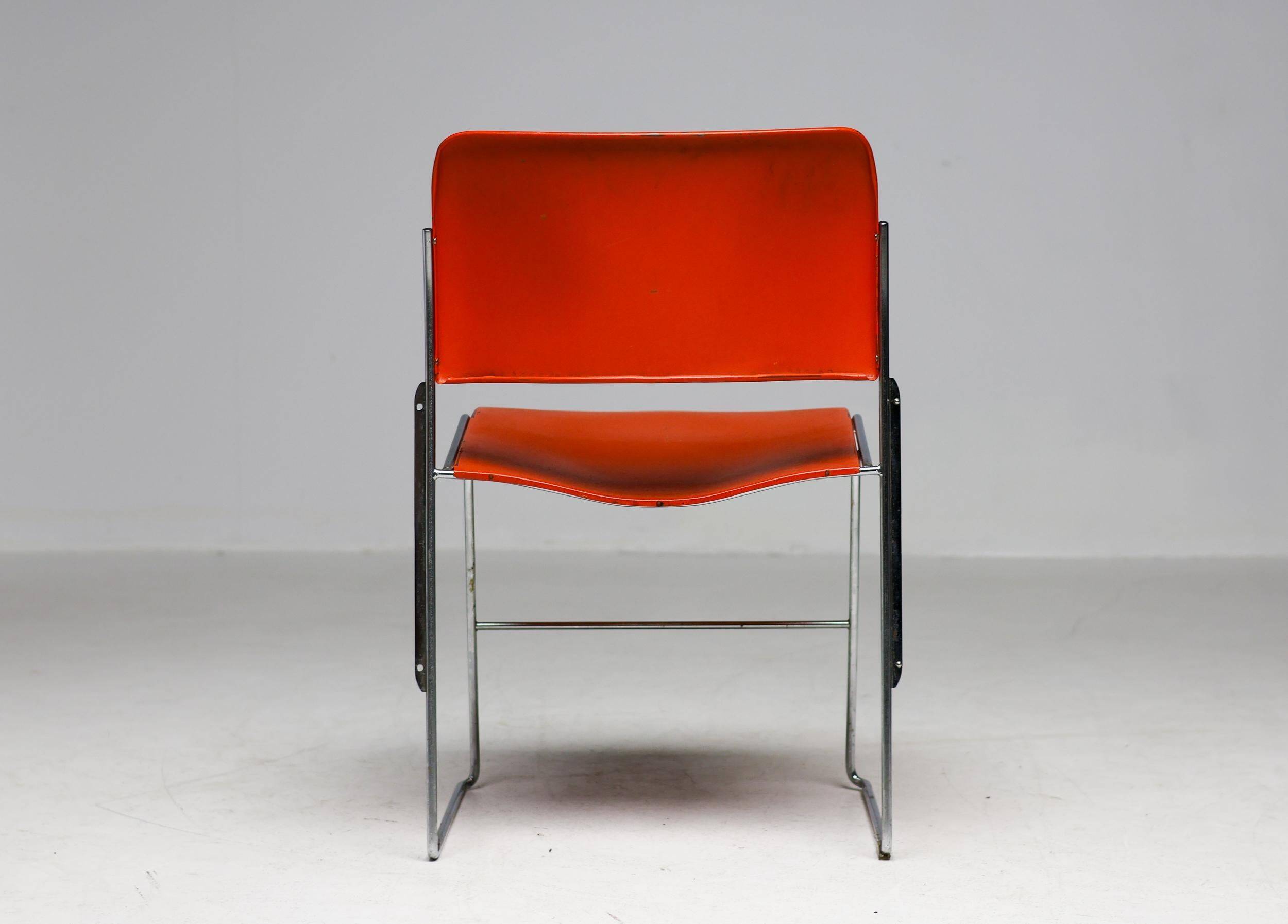 Chairs 40/4 by David Rowland - Red and Brown, Vintage 1970s, Made in the USA