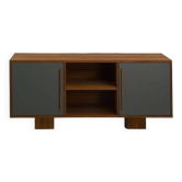 Teak TV cabinet with 2 doors and a niche with shelf