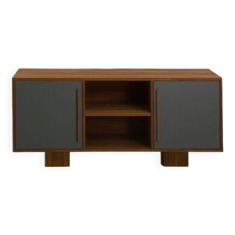 Teak TV cabinet equipped with 2 doors and a niche with shelf