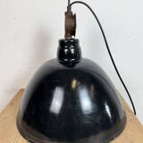 East German Black Enamel Factory Light by Lbd Veb Leuchtenbau Dresden, 1950