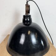 East German Black Enamel Factory Light by Lbd Veb Leuchtenbau Dresden, 1950