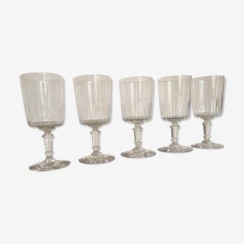 series of 5 early 20th crystal water glasses