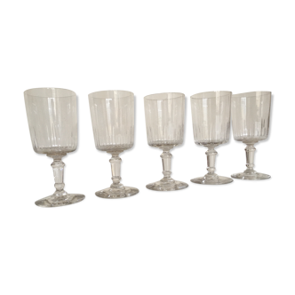 series of 5 early 20th crystal water glasses