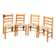 4 chaises paillées en pin vintage bois 1980 1990