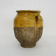 Varnished yellow confit pot, south-west of France. Conservation jar. Pyrenees XIXth