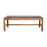 Scandinavian coffee table in oak and slate 1950