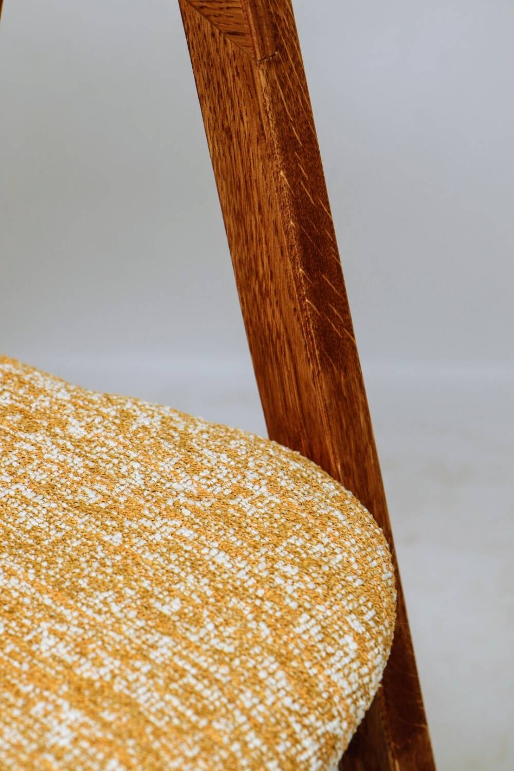Vintage dining chairs oak wood yellow mellow Boho upholstery