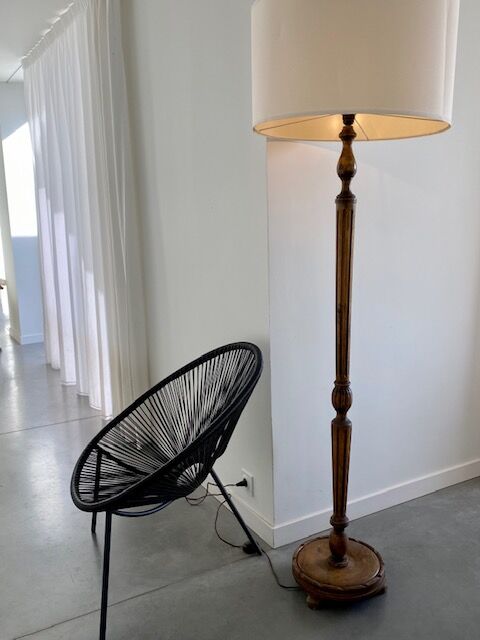 Mango wood floor lamp