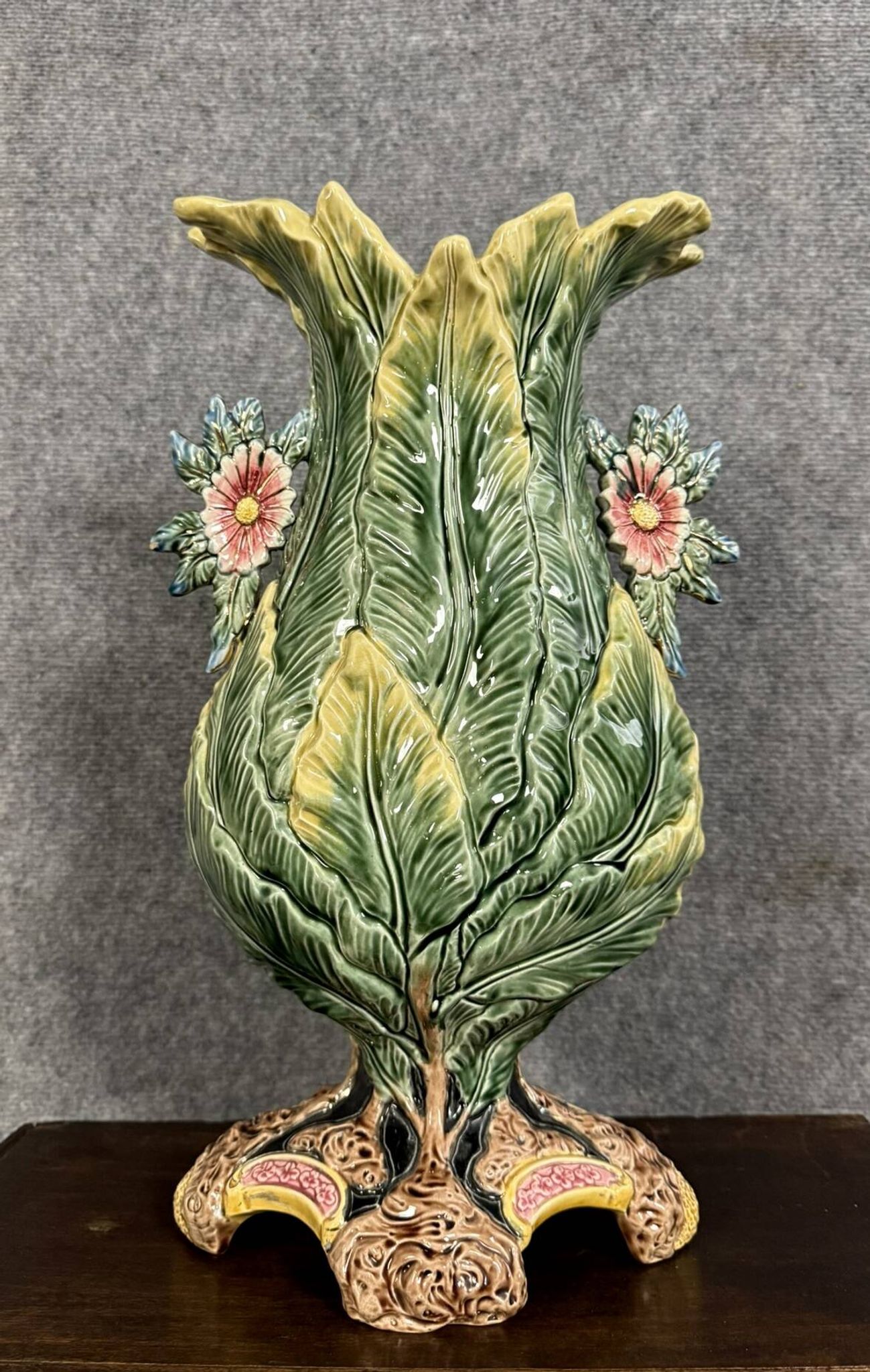Very important butterfly vase from the Art Nouveau period in Barbotine