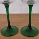 Set of 4 old Alsatian green stemmed wine glasses with vine decor engraved crystal arc