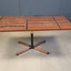 Modernist copper coffee table adjustable in height, 1960s