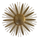 Large golden hammered metal sun wall light with a diameter of 90 cm from the year