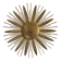 Large golden hammered metal sun wall light with a diameter of 90 cm from the year