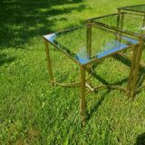 Coffee table, brass and glass