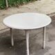 Louis Philippe round dining table with folding shutters repainted in beige grey